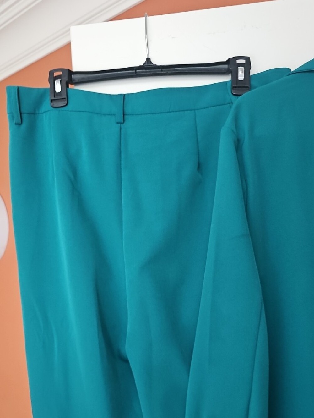 Teal Wide-Leg Dress Trousers - Elegant Office Ready New No Tag - Picture 7 of 10